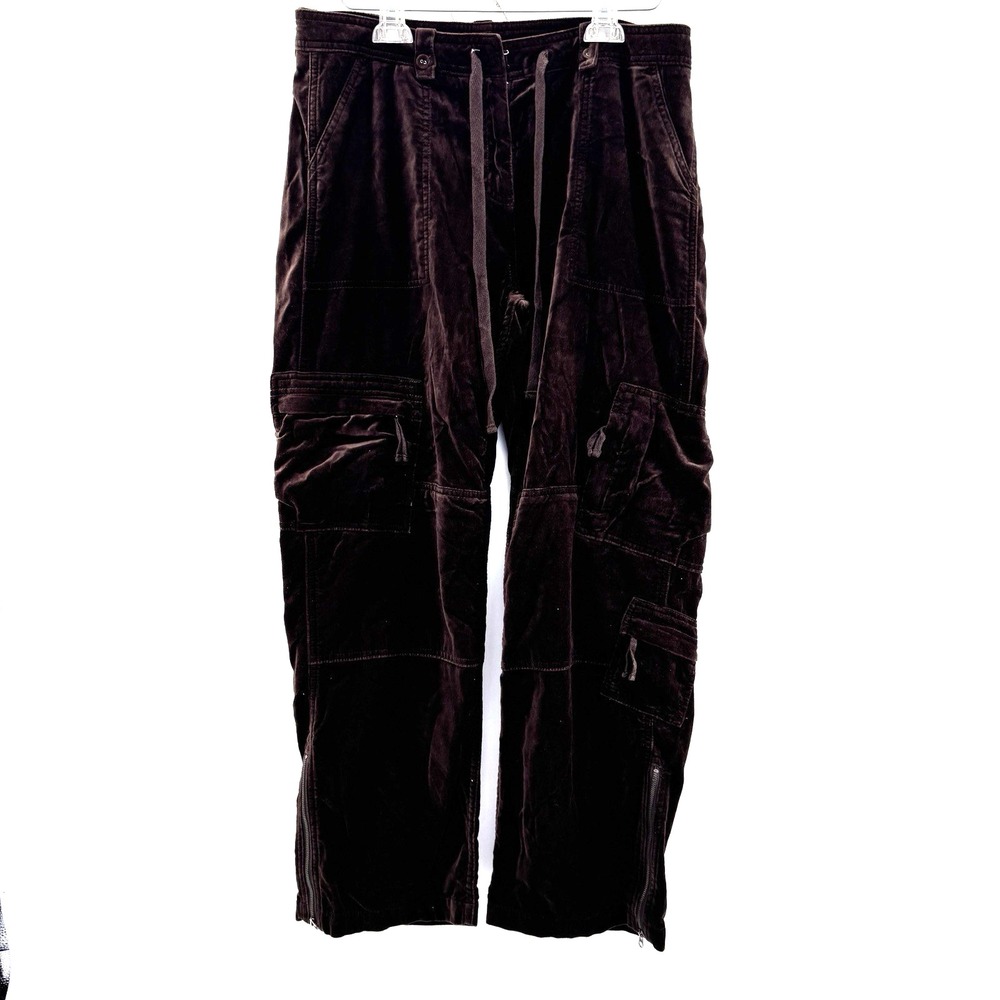 Vintage Sundance Cargo Pants Women 10 P Velvet Brown Boho 90s Grunge Utility